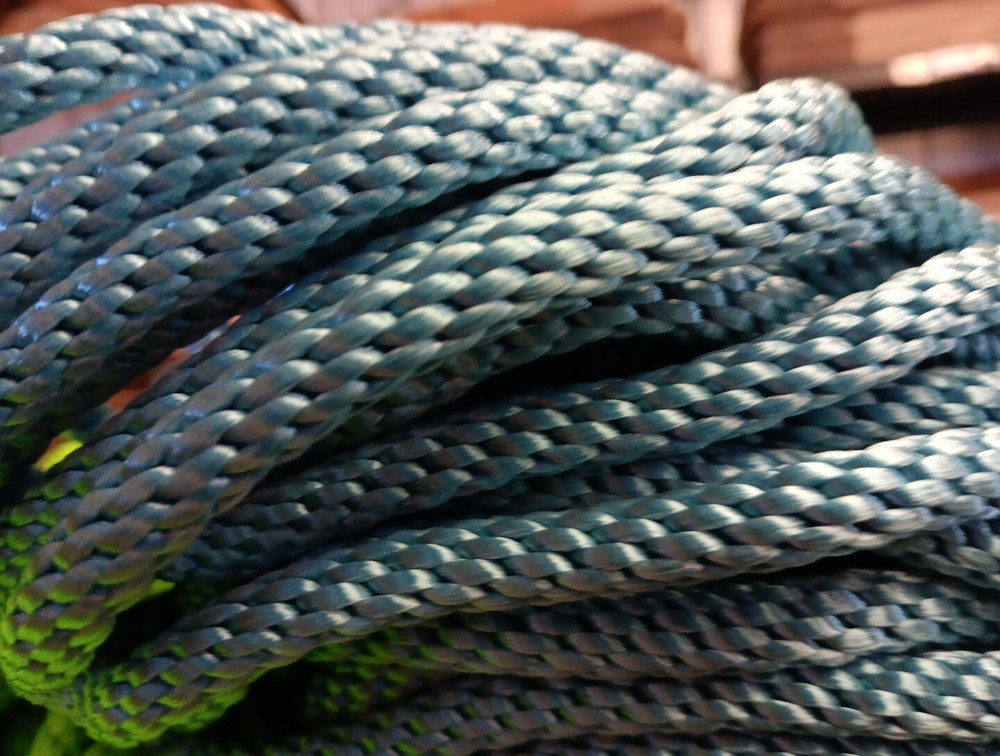 3/8” x 181 ft. Solid Braid Polyester Rope. Made in USA. Light Blue