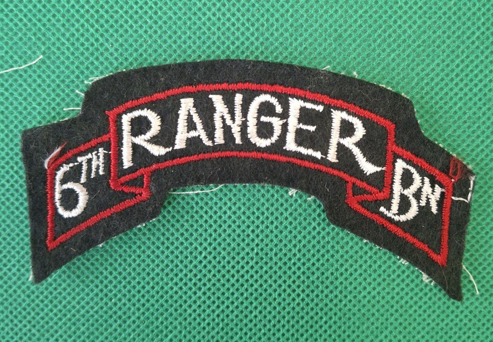 US Army Authentic WW2 Era 6th Ranger Battalion "Rada Scroll" on felt Patch