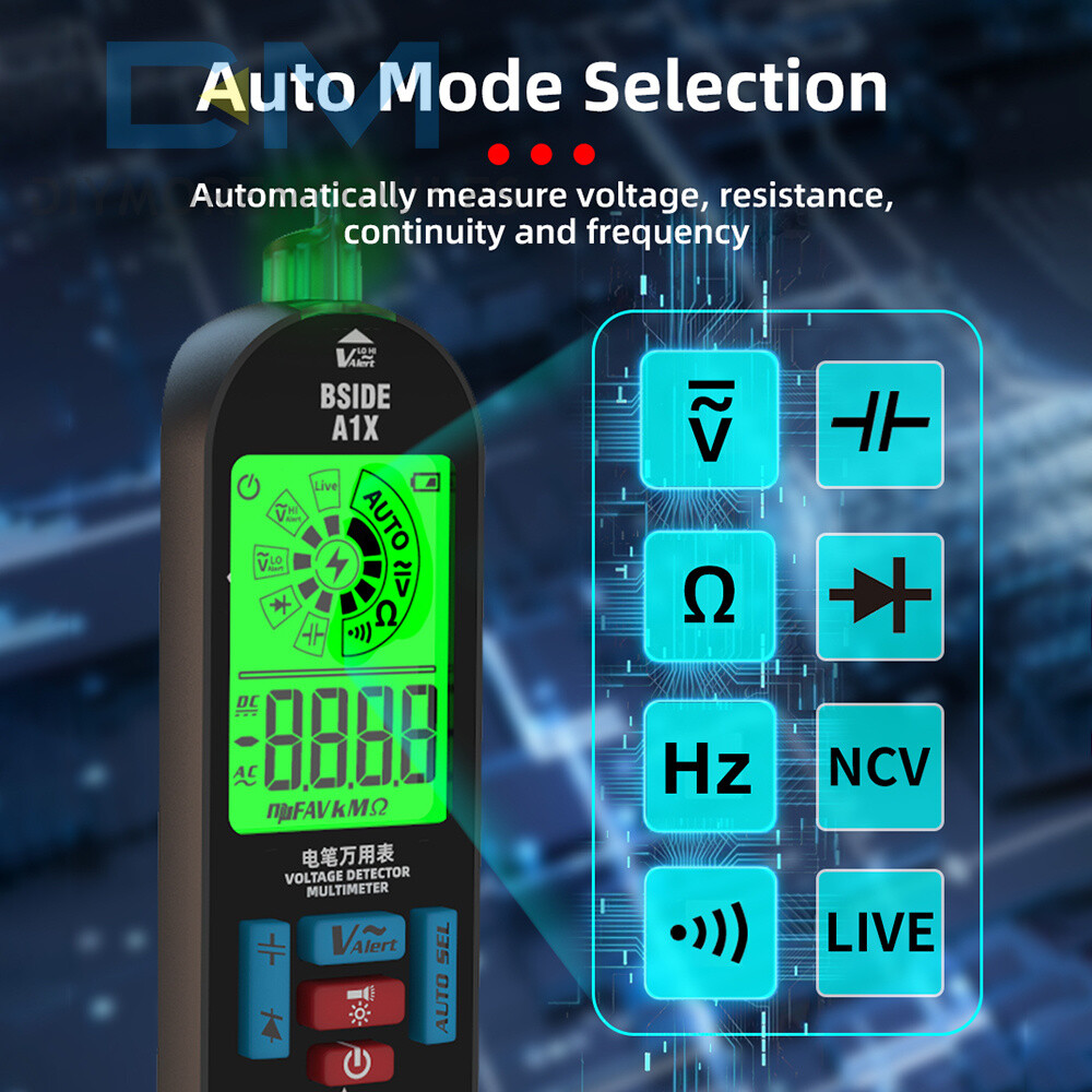 BSIDE A1X Digital Multimeter 1999 Counts AC/DC Voltage Tester Resistance Meter
