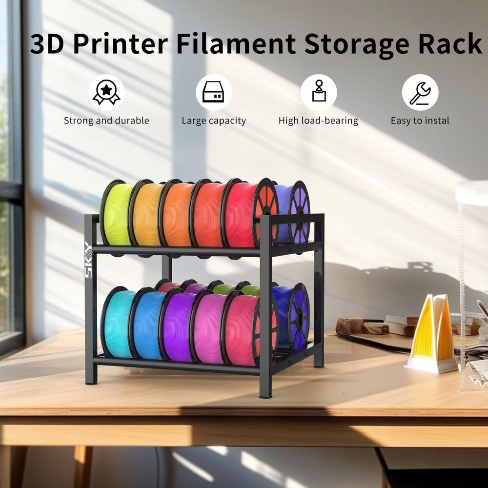 3D Printer Filament Storage Rack- Rolling Filament Spool Holders Racks, Heavy...