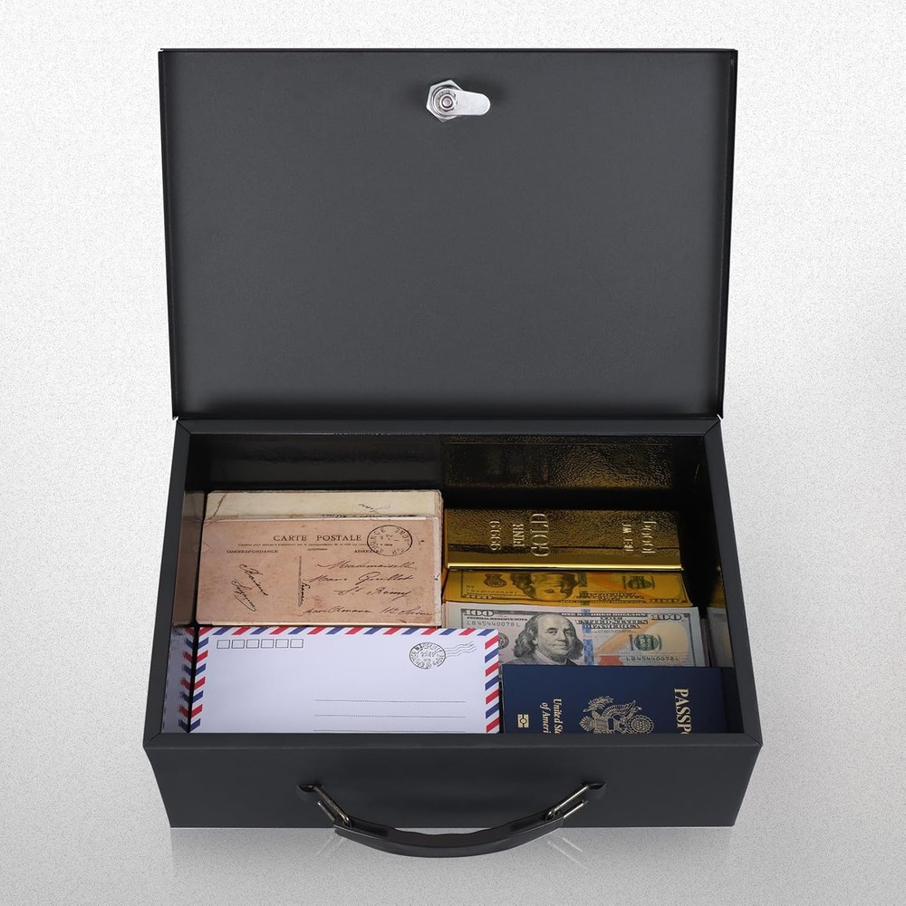 XXL Fireproof Safe Box Key Lock Home Office Document Security Storage Black