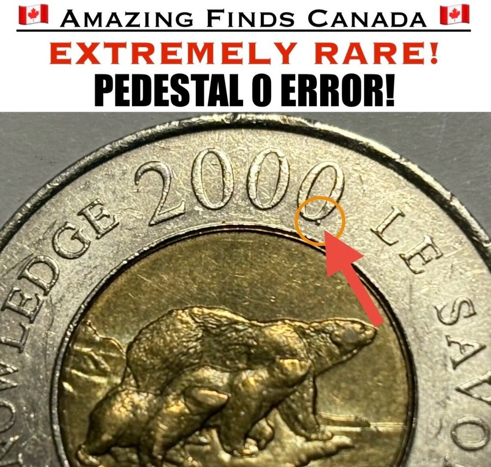 ERROR! 2000 Canada Knowledge $2 Dollar Toonie! **PEDESTAL 0 ERROR!** RARE ERROR!