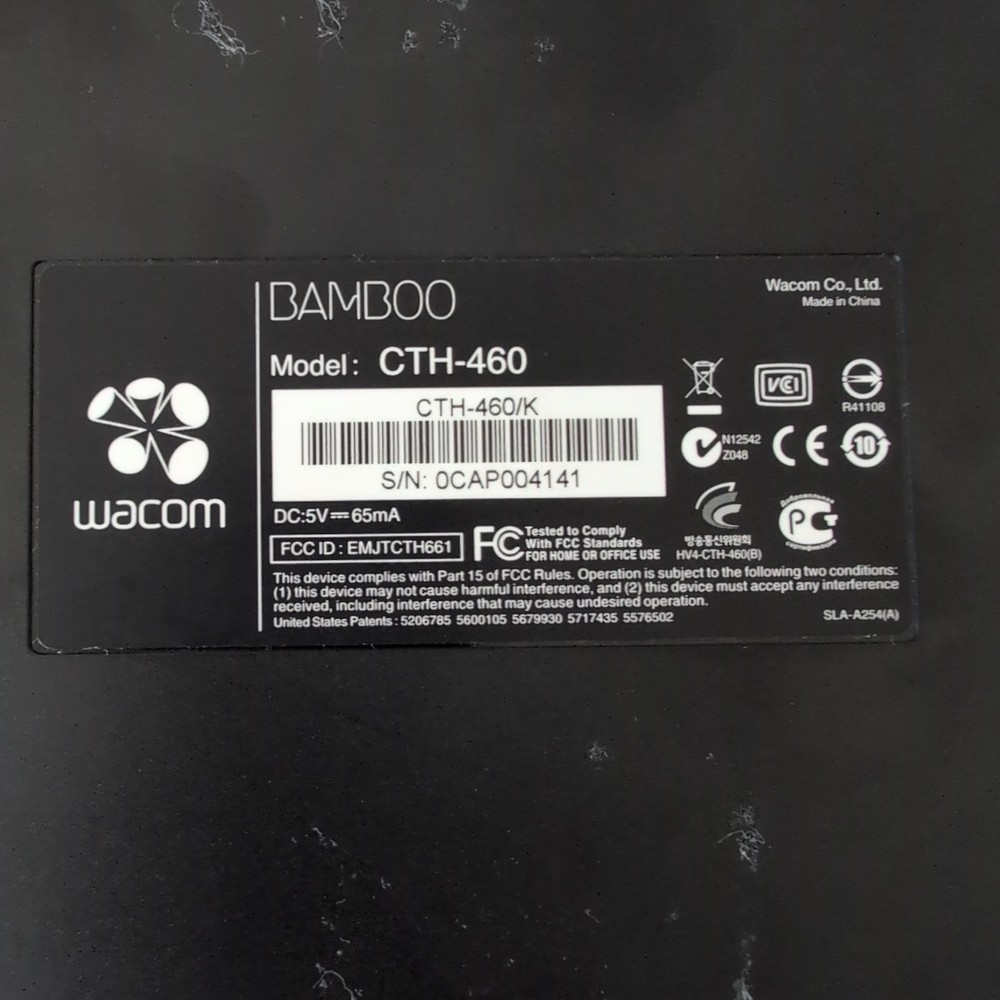 Wacom Bamboo CTH-460 Graphics Drawing Tablet NO PEN
