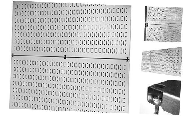 Pegboard Rack Garage Storage Galvanized Steel Horizontal Peg Board Metallic
