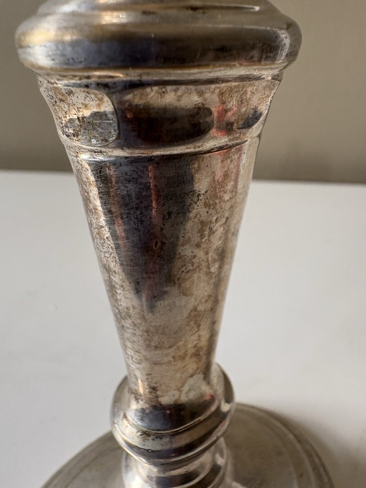 Vintage Silver Plated Candlestick Holder – Classical Baluster Form, 16cm