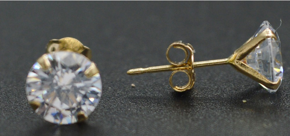 14K Solid Yellow Gold Round Stud Earrings sizes 4-10MM
