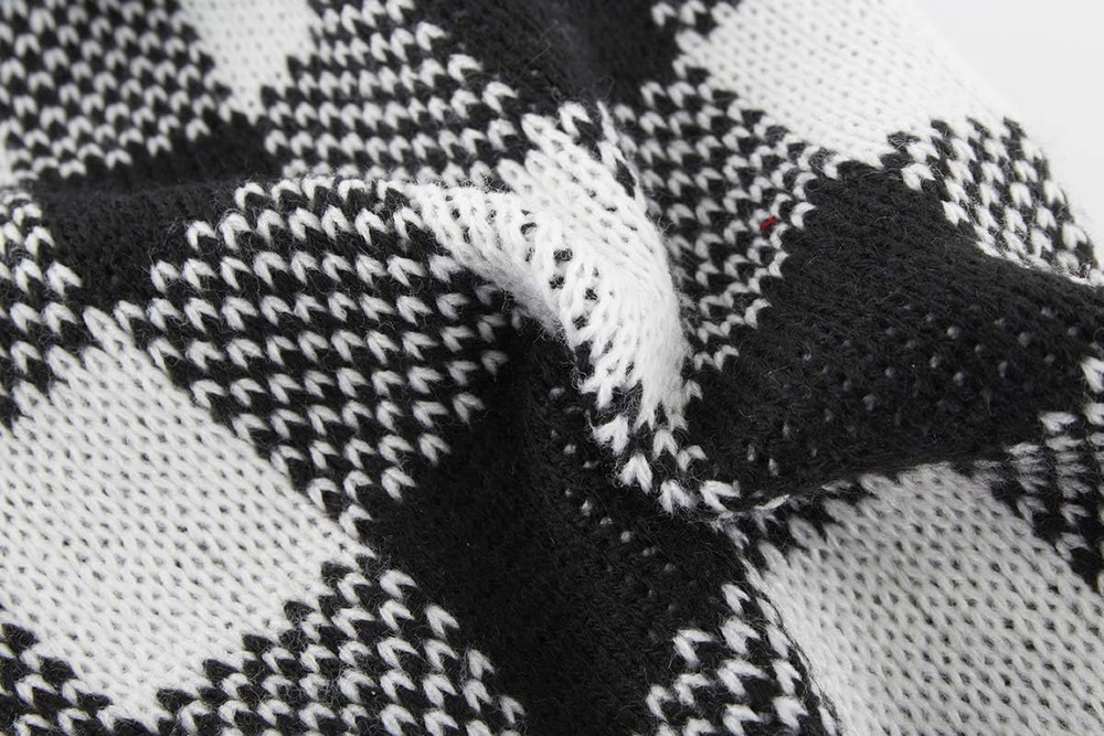 White Black Plaid Christmas Dog Sweater