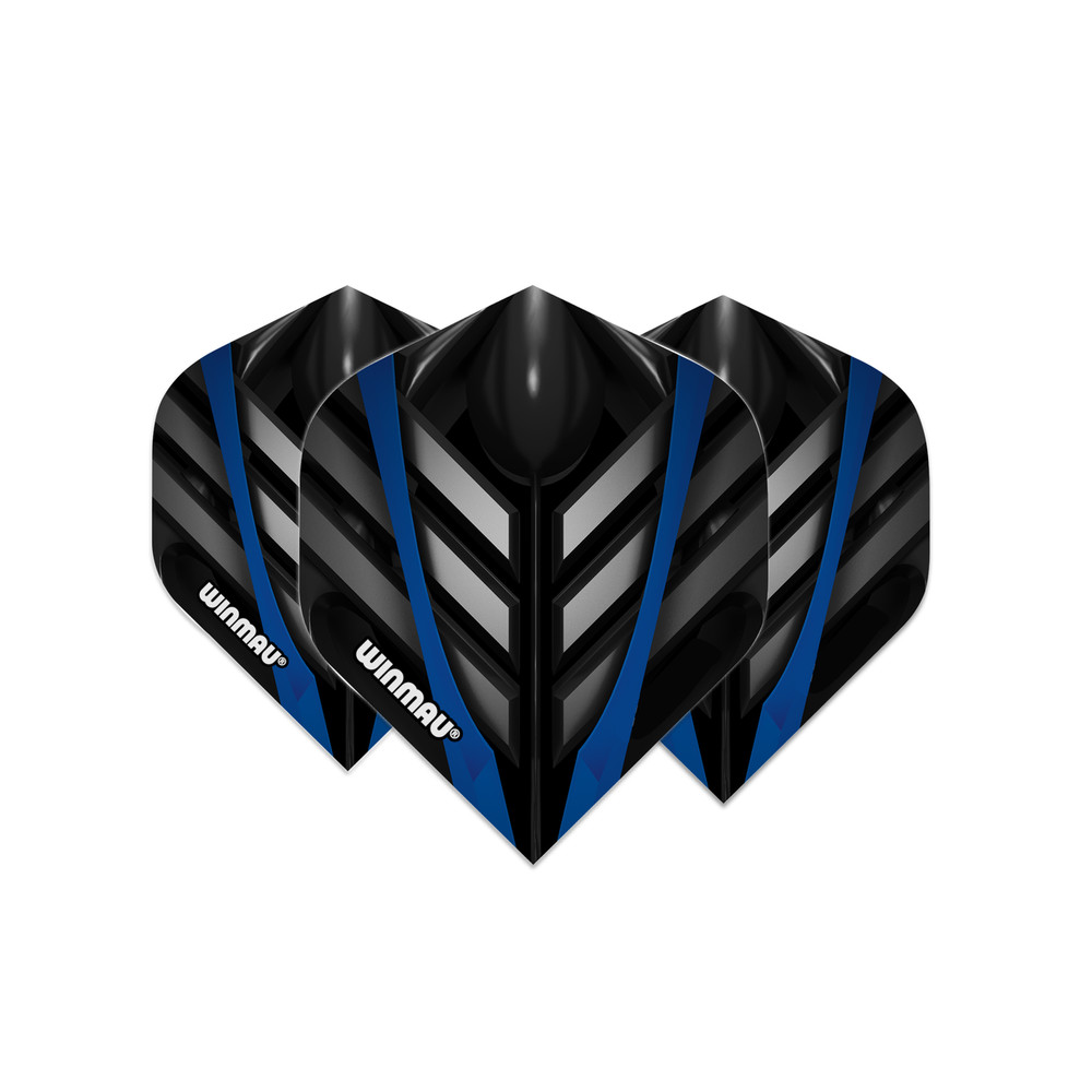 Winmau Mega Standard 75 Micron Flight - Black, Blue & Grey
