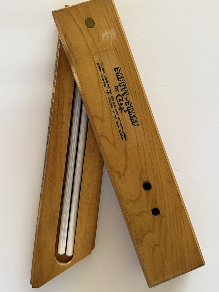 Case Safety Sharp Knife Sharpener Wood Case Holder With Rods