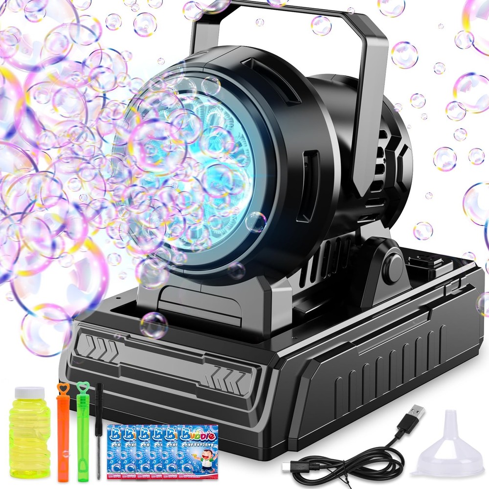 SHCKE Automatic Bubble Machine 10 Holes Blower,45° Black