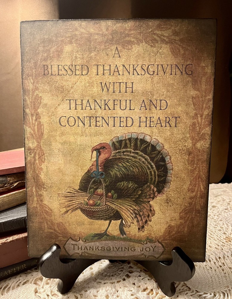 Blessed Thanksgiving Turkey, Rustic, Prim  Handcrafted CANVAS Sign