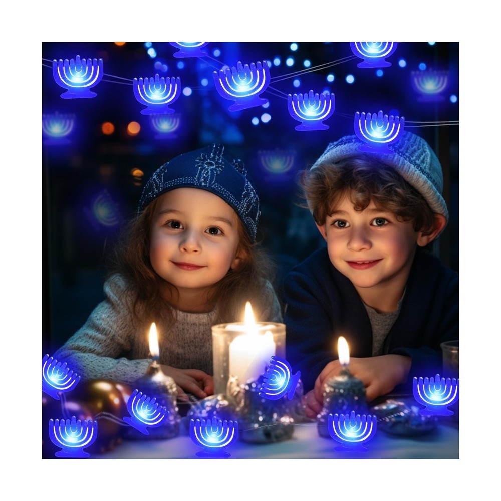 TURNMEON [Timer 10 Ft 30 LED Hanukkah Decorations Lights Menorah String Light...