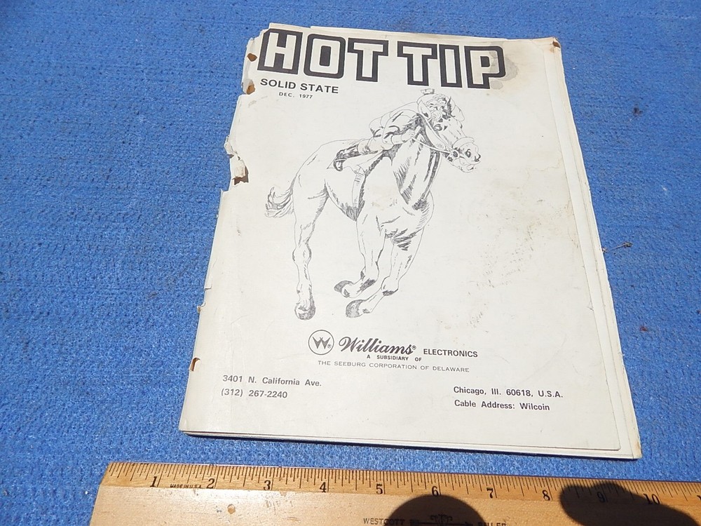 1977 Williams HOT TIP pinball Operations Manual & schematics package