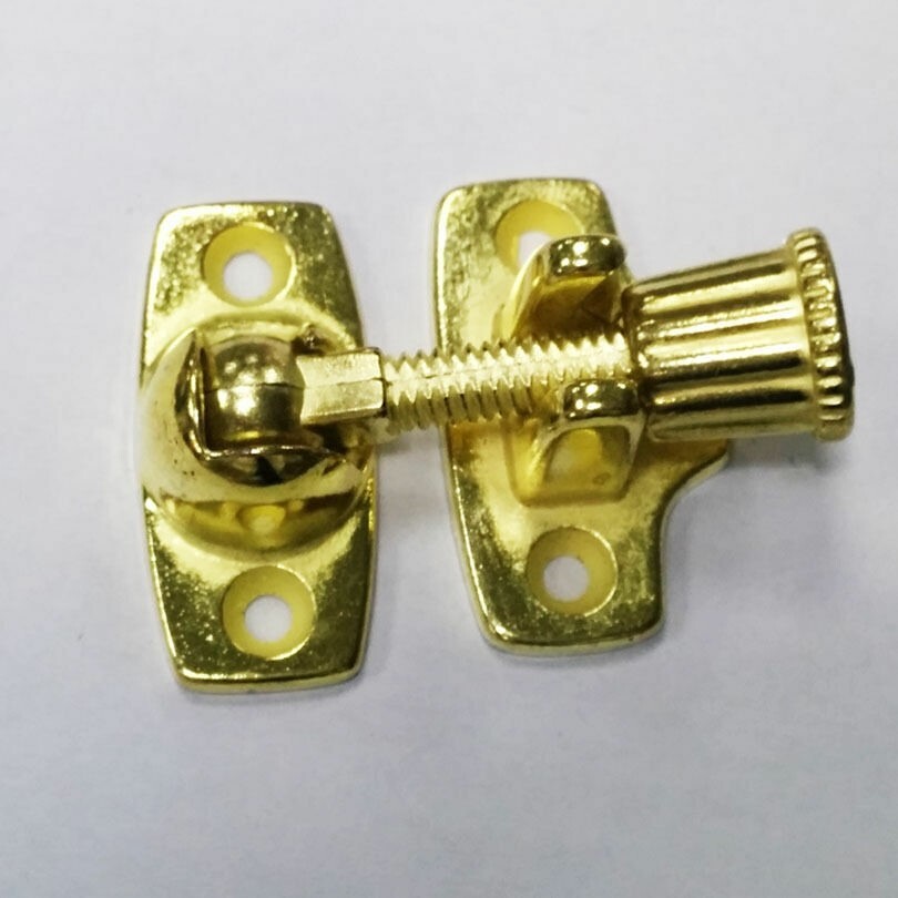 Sash Window Fastener Lock, Silver or Brass, Twist Arm & Turn Locking Knob/Nut