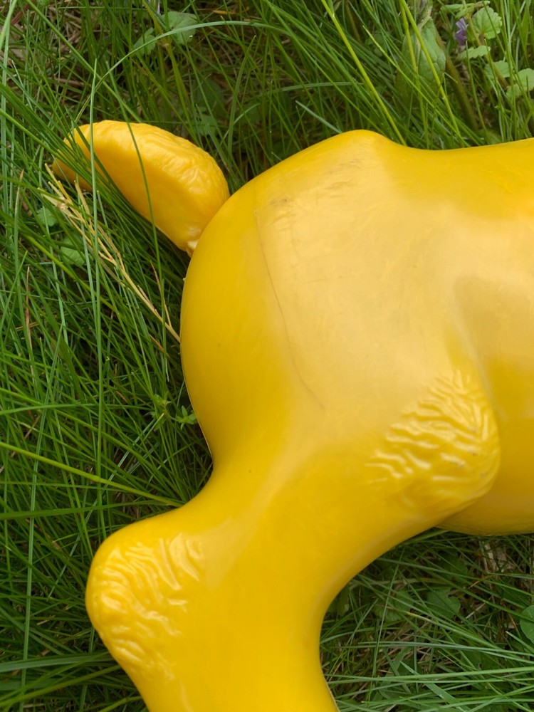 vintage lamb pull toy, hard plastic, 1950s Knickerbocker, head bobs