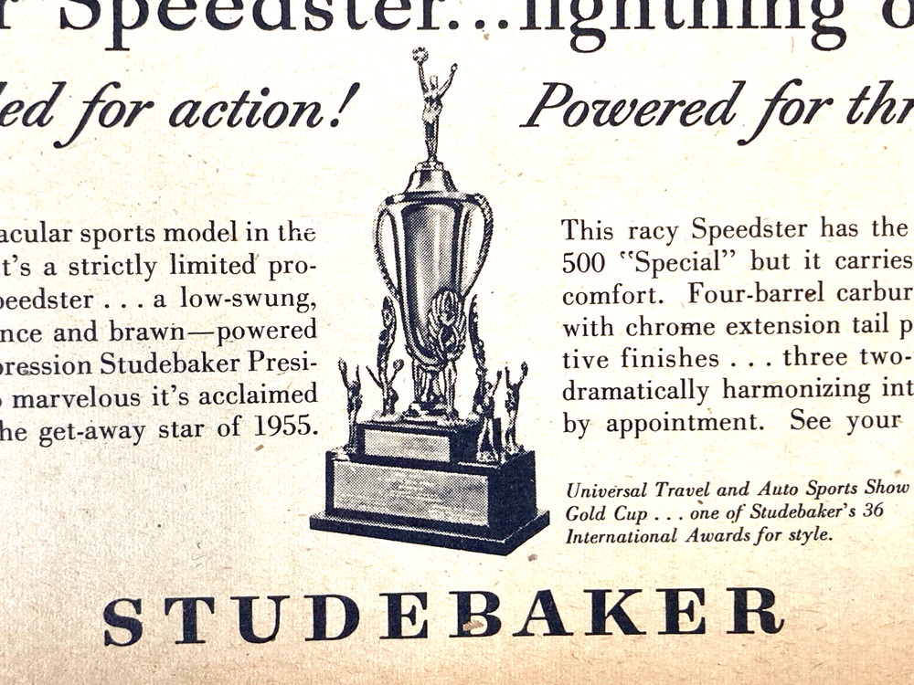1955 Studebaker Speedster Print Ad Lightning On Wheels Styled For Action