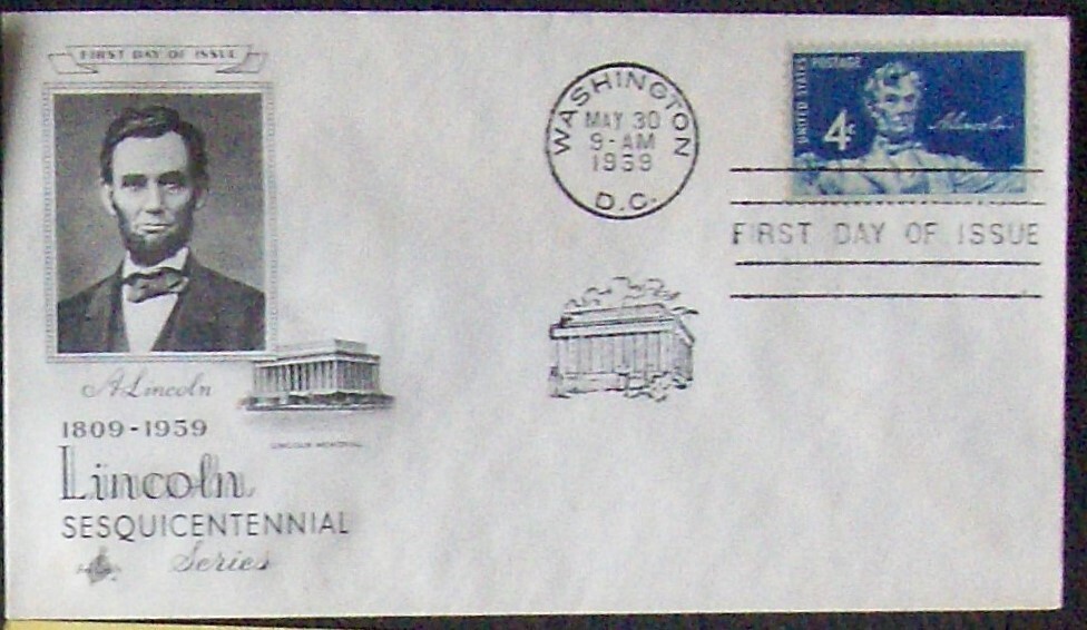 2 different US FDC LINCOLN SESQUICENTIAL 1959.