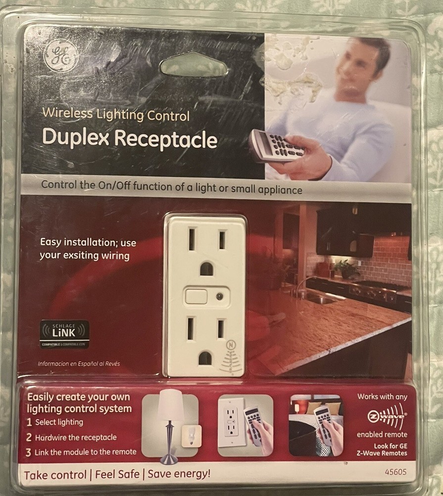 GE Wireless Lighting Control Duplex Receptacle 45605