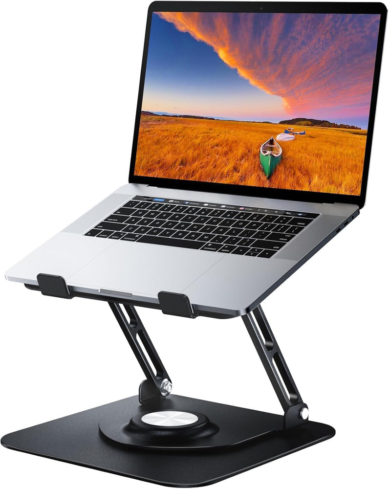 Laptop Stand for Desk, Adjustable Computer Stand with 360° Rotating Base, Ergono