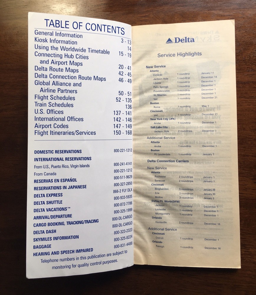 December 2002 Delta Air Lines Worldwide Timetable Schedule