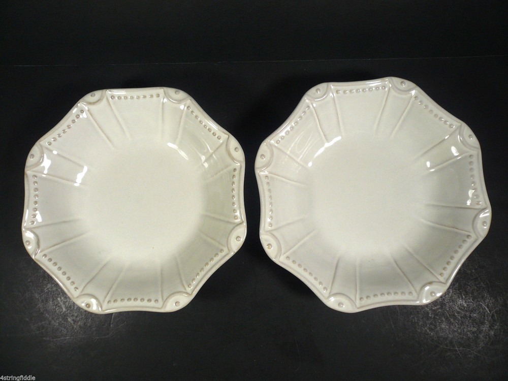 2 Art Pottery Accent White Bowls  8 1/2" - New
