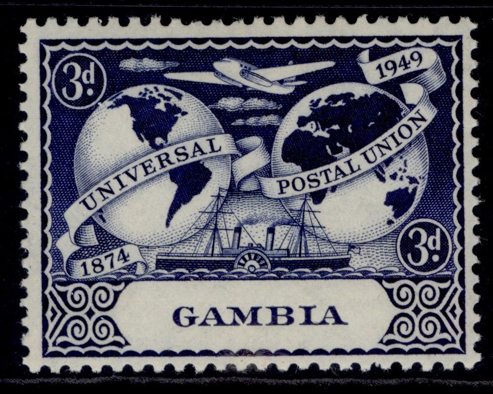 GAMBIA GVI SG167, 3d deep blue UPU, M MINT.