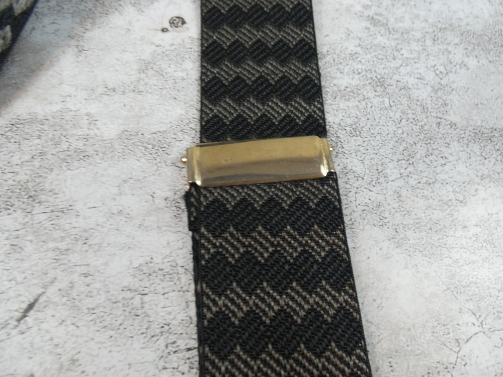 Suspenders Grey Dimond Leather Button Braces Classic Germany Made