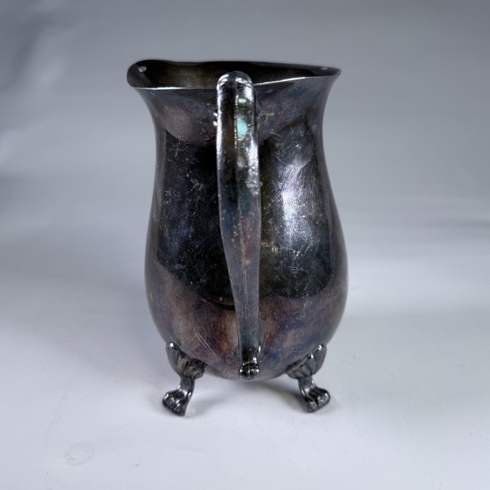 Vintage Leonard Silverplate Water Pitcher Paw Feet Scroll Handle