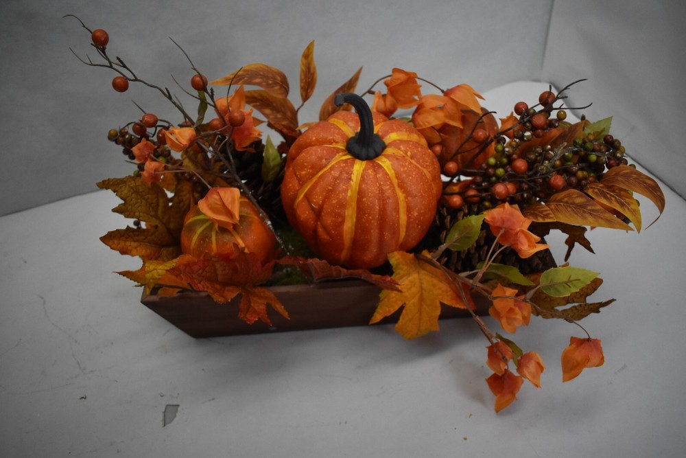 Halloween Fall Leaves Pumpkin Autumn Table Rectangular Bowl Table Home Decor