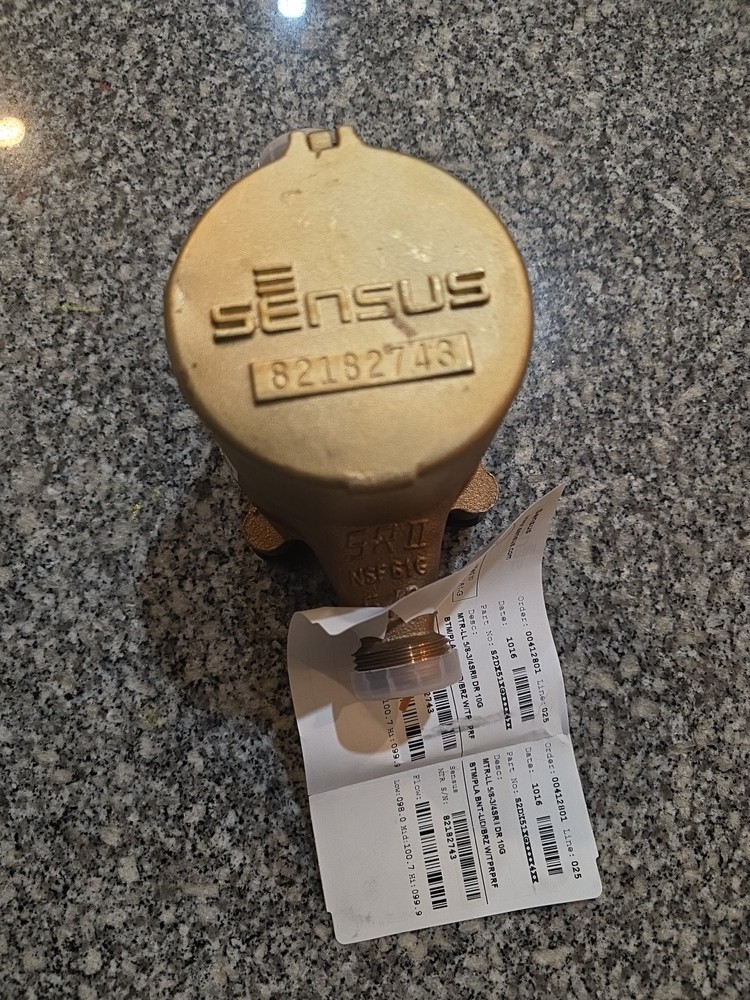 Sensus SR II 5/8" Brass Water Meter – Zero Hours – New
