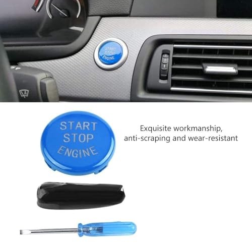 Car Engine Start Button Cover ABS Push Button Switch, One-Key Start Blue