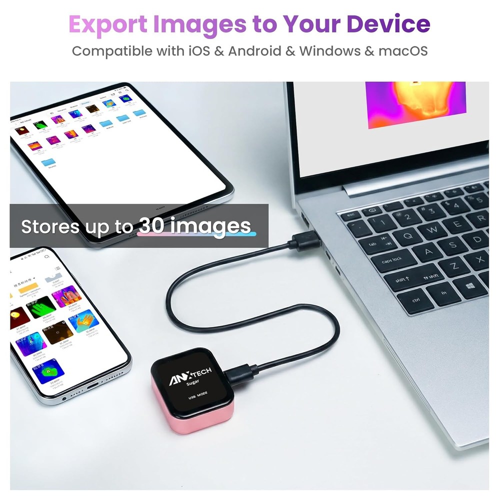ANXTECH Mini Thermal Imaging Camera Pink for Beginner IR Resolution 80*60