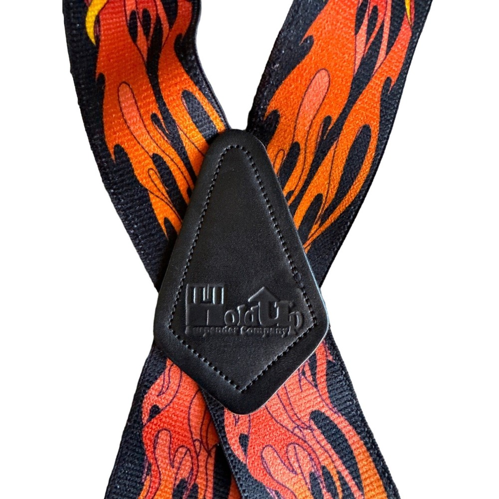 Hold Up Fire Flame Black Adjustable Suspenders
