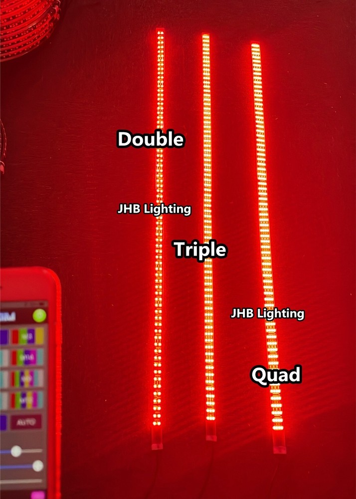 JHB 1x 4FT DOUBLE ROW App Ctrl CHASING Flow LED Underglow Grill Strips Light