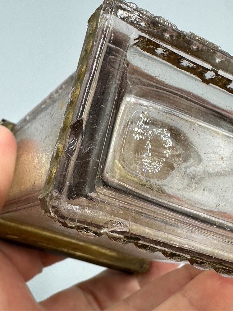 1910s MANTEL CLOCK Glass CANDY CONTAINER Antique A&E 164