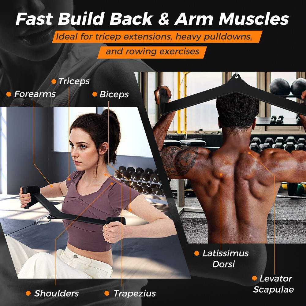 Back Strength Training Bicep Tricep Handle Grips LAT Pulldown Attachment Set