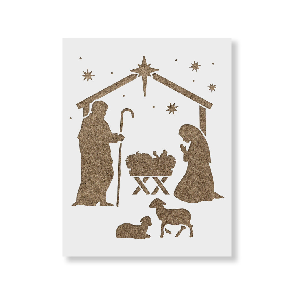 Nativity Manger Stencil - Durable & Reusable Mylar Stencils
