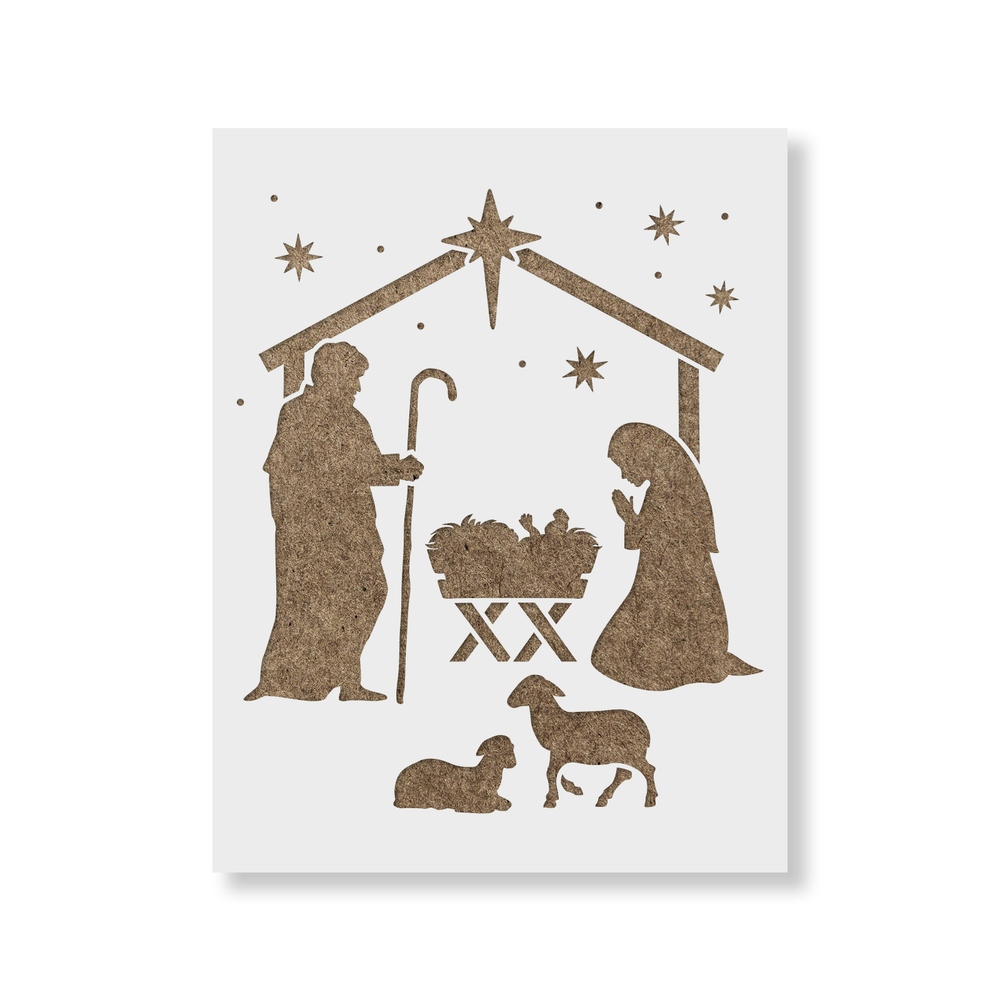 Nativity Manger Stencil - Durable & Reusable Mylar Stencils