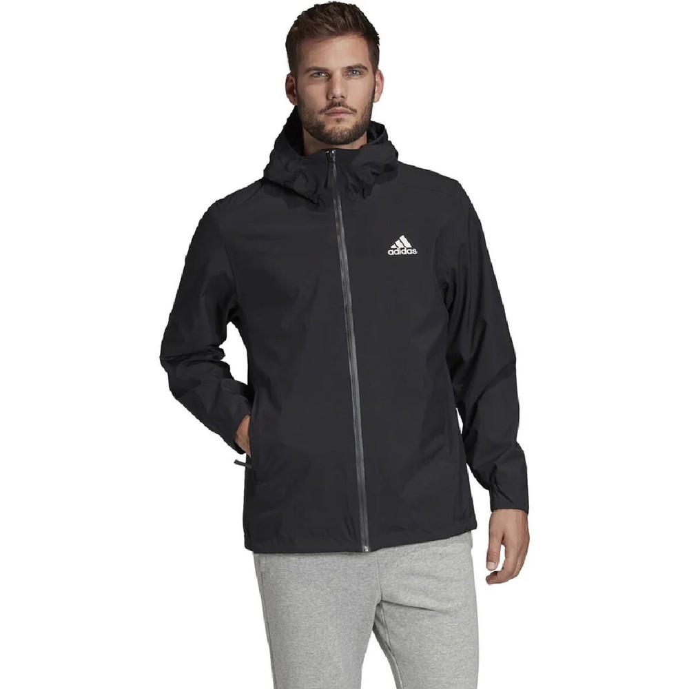 Adidas Basic 3 Stripes Rain Ready Jacket BLK FI0574/GRY GE5867
