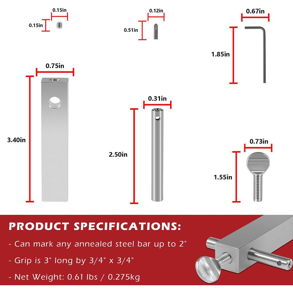 Knife Maker's Edge Line Scriber Center Finder with Adjustable Carbide Tip
