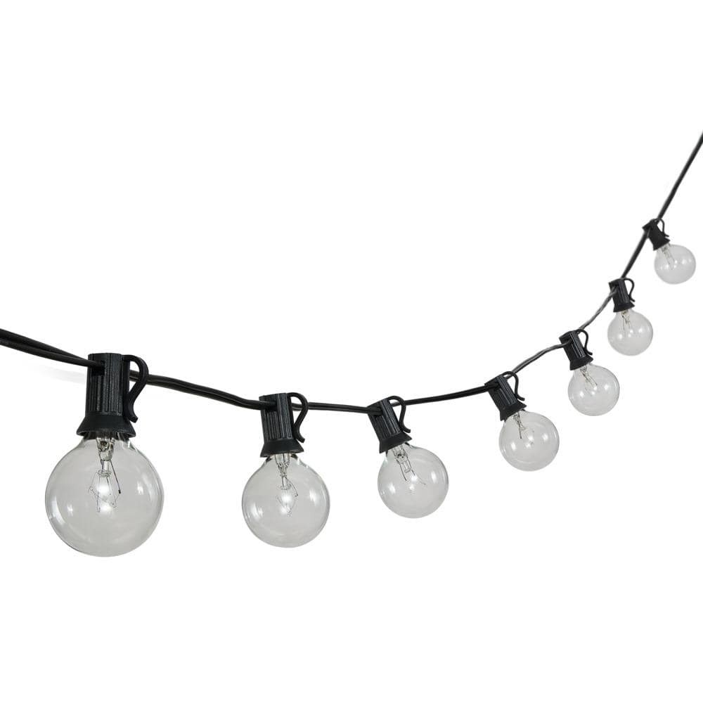 JONATHAN Y 25 ft. Plug-in Rustic G40 Bistro Globe String Lights, Black