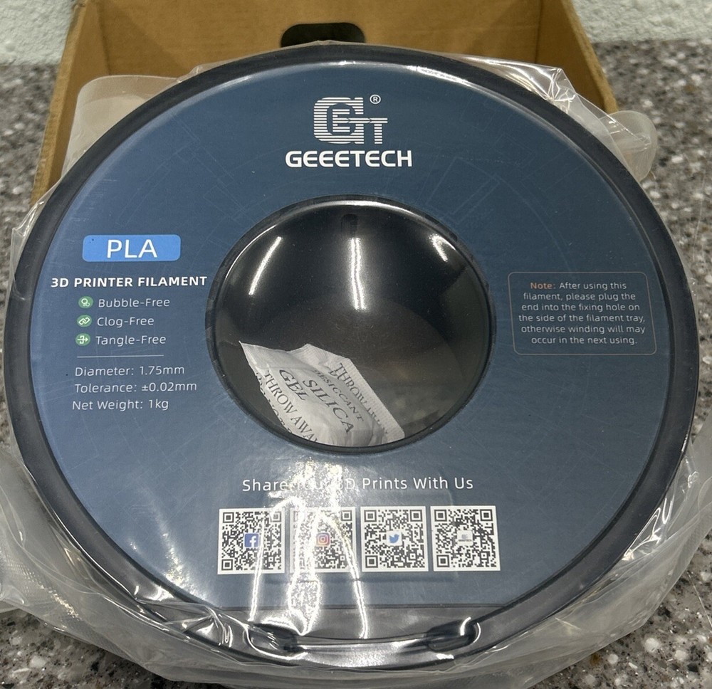 1kg/roll 1.75mm Geetech 3D Printer Filaments PLA Silk Black