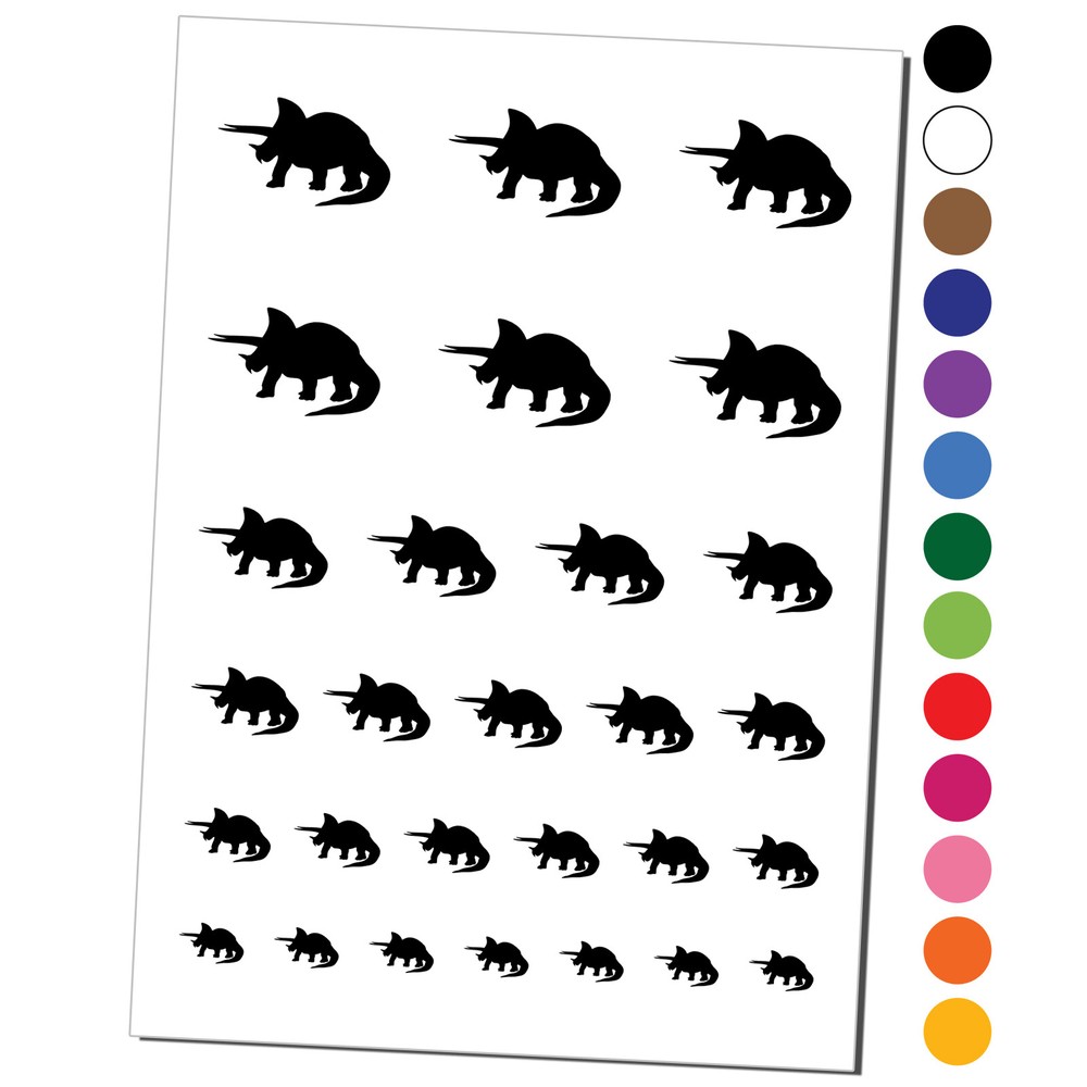 Triceratops Dinosaur Solid Temporary Tattoo Water Resistant Set
