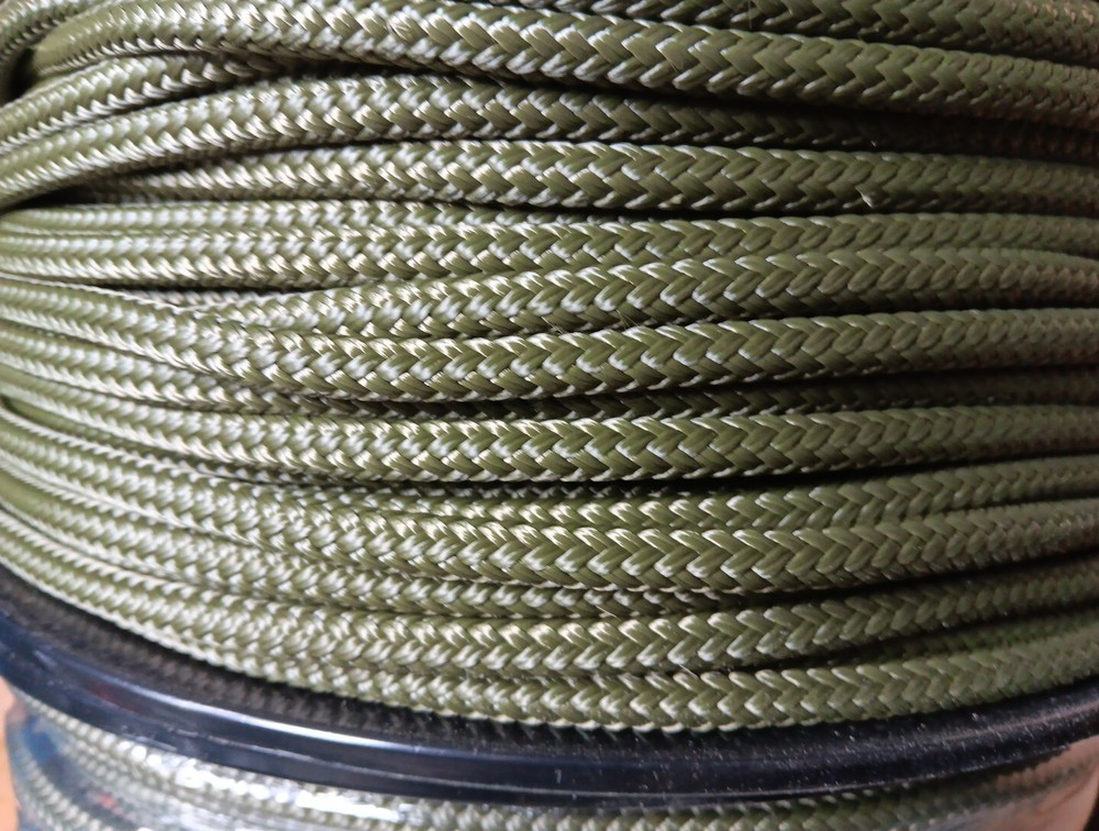 1/4 x 150 ft. Double Braid-Yacht Braid polyester rope. Olive Drab