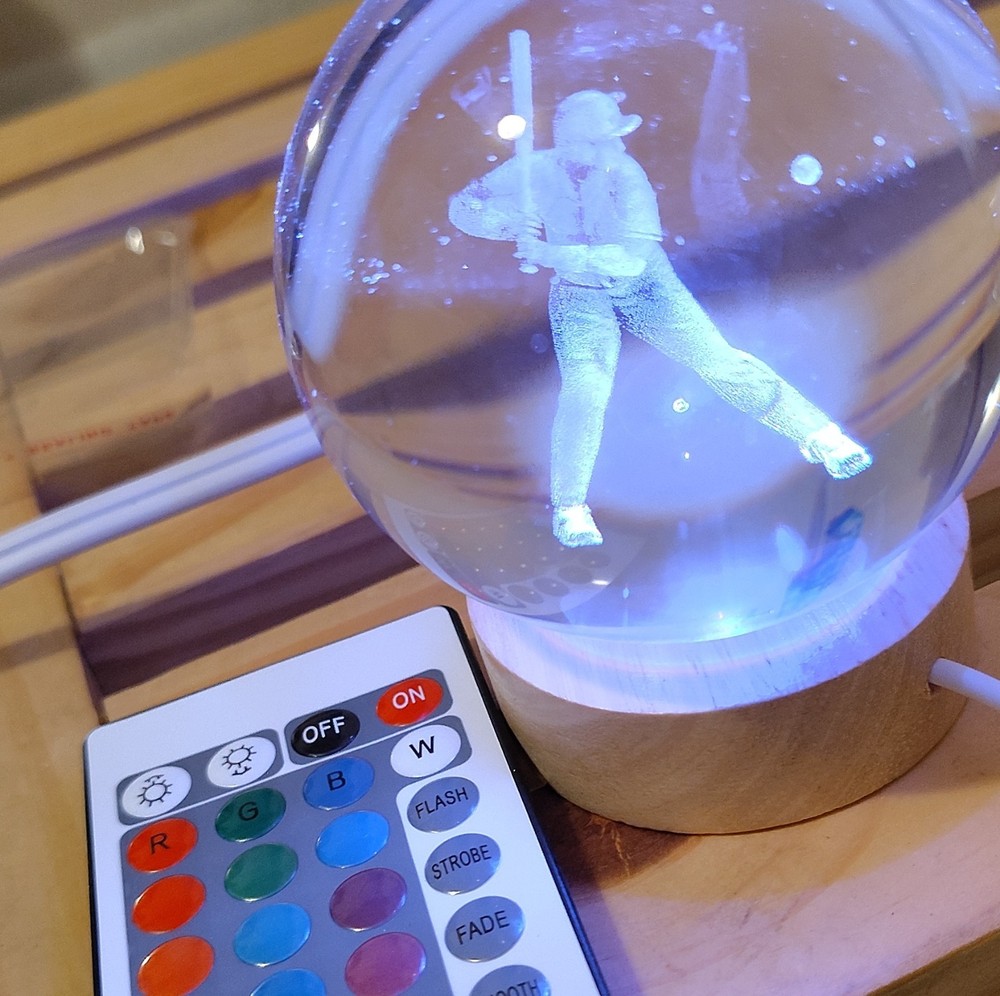 Baseball Player Sphere LED Color Changing Night Light Remote Control Multicolor