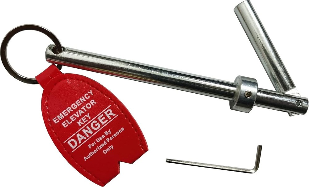 Emergency Key Solid Steel Elevator Door for (1) Red, Silver