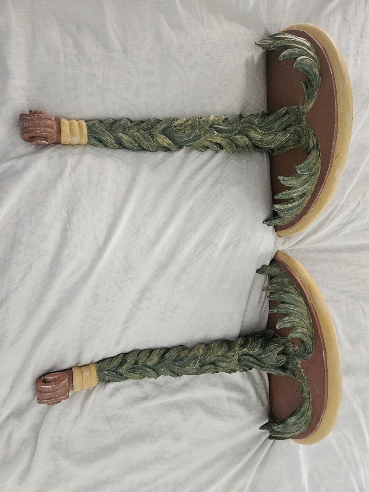 🌴 Vintage Plaster Palm Tree Wall Sconces – Elegant Tropical Décor! 🌴