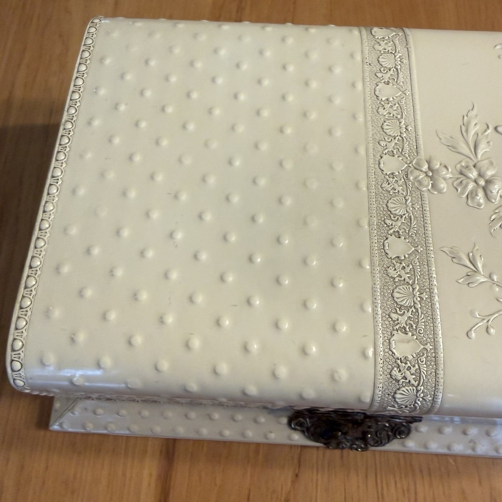 Fancy Vanity Victorian Celluloid Embossed Box with Comb Brush *READ*