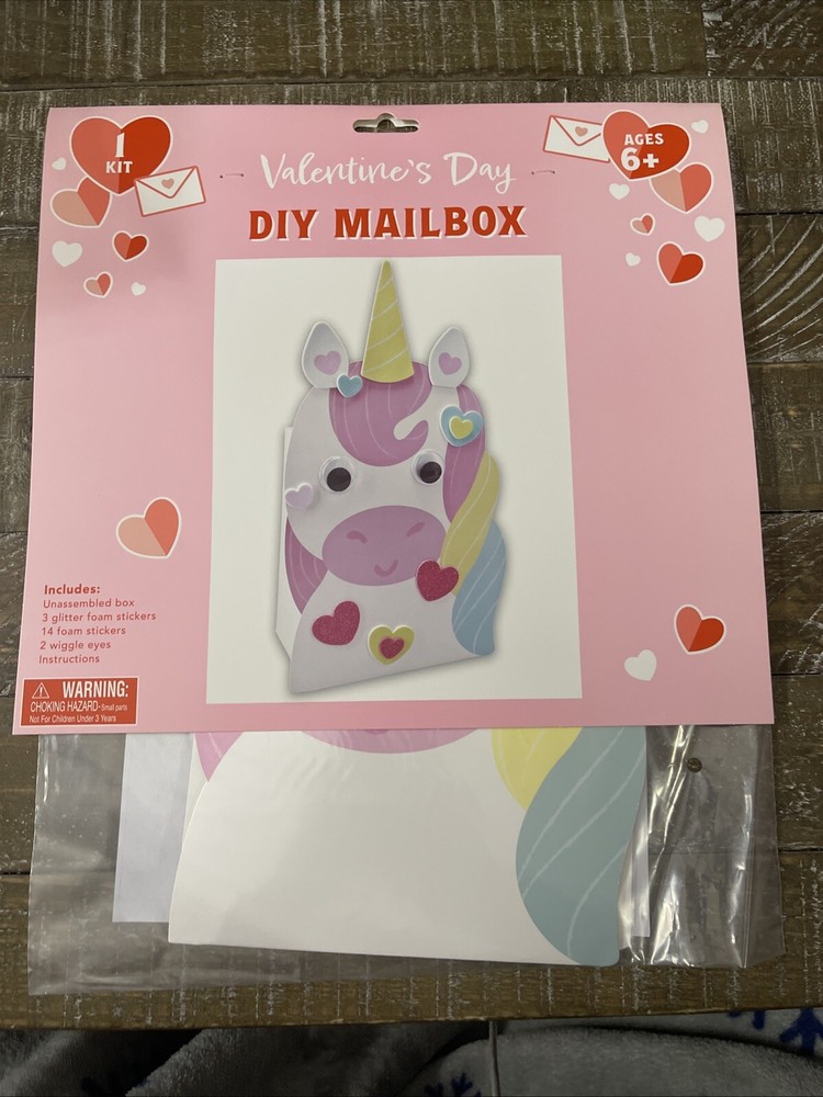Valentines Day DIY Mail Box Kit Unicorn