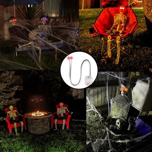 Glowing LED Skeleton Eyes with Remote - 8 Modes, Timer, Dimmable Brightness - Ha